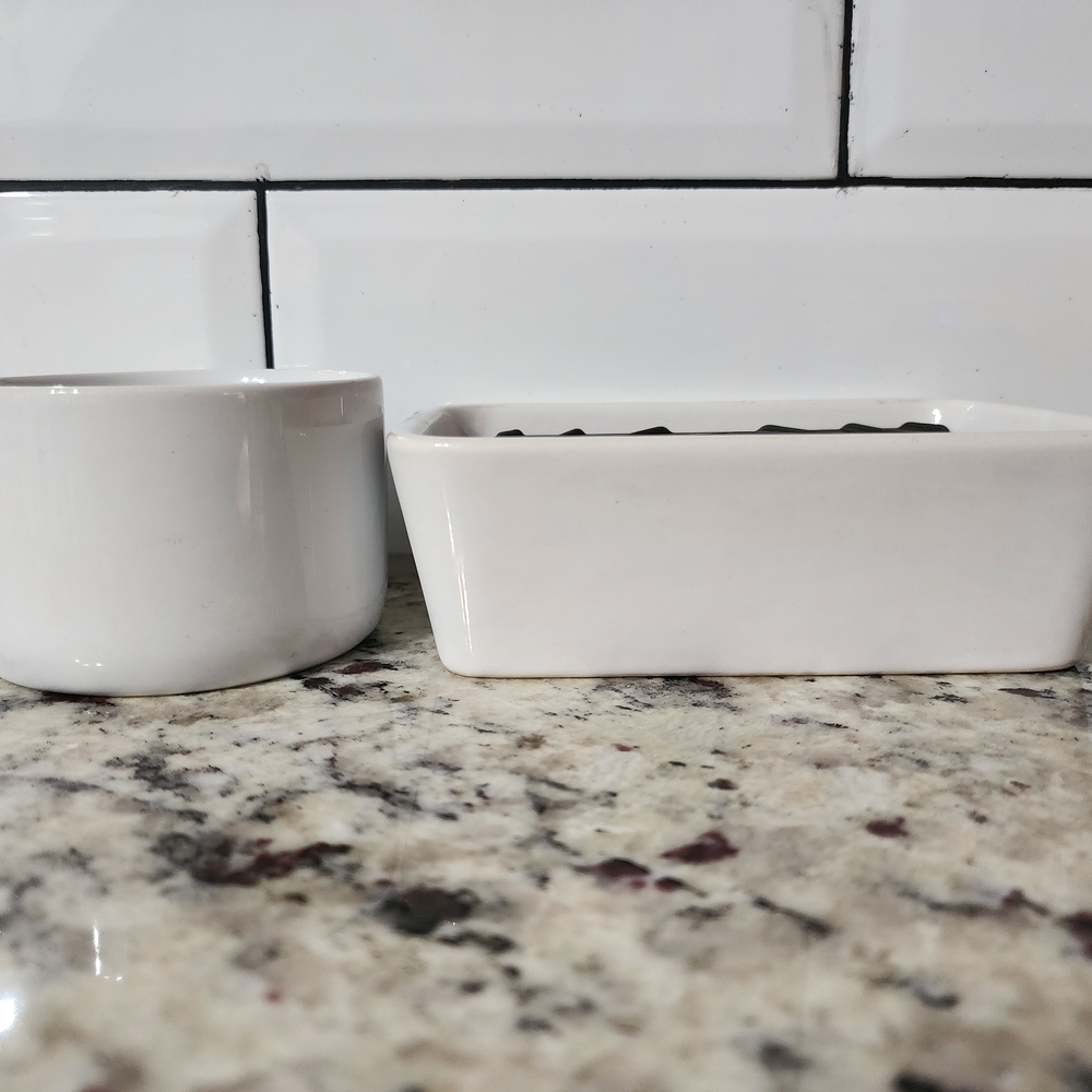 White Ceramic Soap Dish and Brush Set